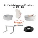 Kit instalation mural pour climatisation, 3 mètres en 1/4 - 1/2  Ref: LBH-Kit-3m-1-2