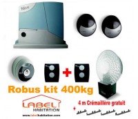 Motorisation portails coulissants NICE RobusKit 400kg + émetteur ON2 offert + 4m crémaillères