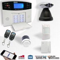 Alarme kit mixte sans-fil et filaire avec transmetteur GSM et caméra IP motorisée - EMATRONIC - AL01C