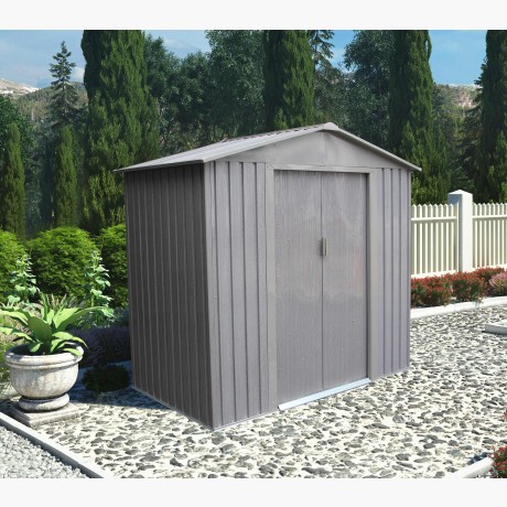 Abri de jardin en métal - Bois vieilli - 2,4m² - Gris