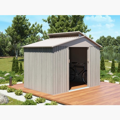 Abri de jardin en métal - Bois vieilli - 5,4m² - Gris