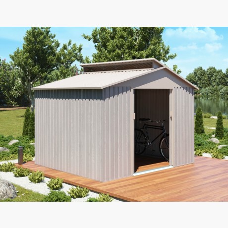 Abri de jardin en métal - Bois vieilli 9384 - 7,3m² - Gris