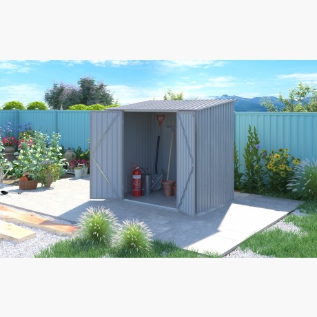 Abri de jardin en métal - Bois vieilli - 3,3m² - Gris